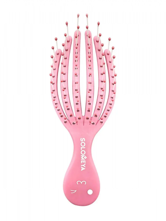 Solomeya Расческа для сухих и влажных волос мини Розовый  Осьминог/   Detangling octopus brush for dry hair and wet hair mini Pink